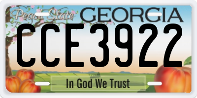 GA license plate CCE3922