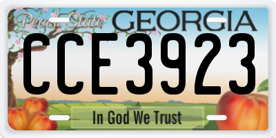 GA license plate CCE3923