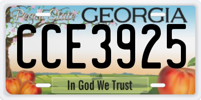 GA license plate CCE3925