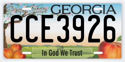 GA license plate CCE3926