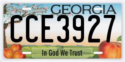 GA license plate CCE3927