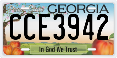 GA license plate CCE3942
