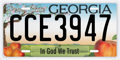 GA license plate CCE3947