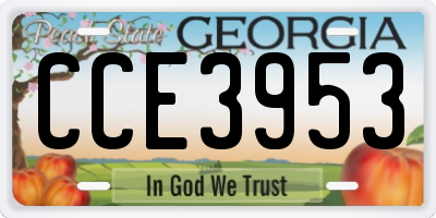 GA license plate CCE3953