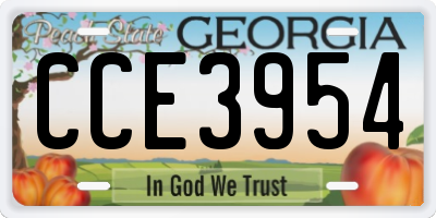 GA license plate CCE3954