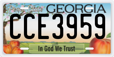 GA license plate CCE3959