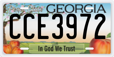 GA license plate CCE3972