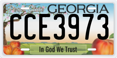 GA license plate CCE3973