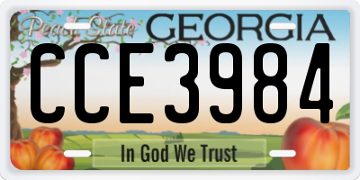 GA license plate CCE3984