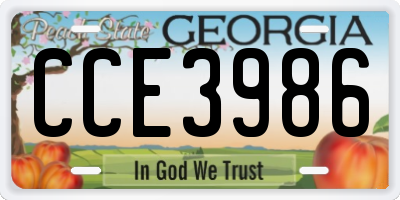 GA license plate CCE3986