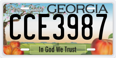 GA license plate CCE3987