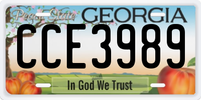 GA license plate CCE3989