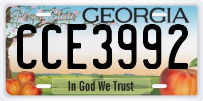 GA license plate CCE3992