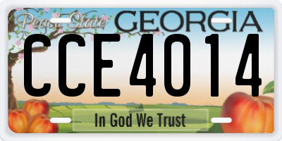 GA license plate CCE4014