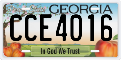 GA license plate CCE4016