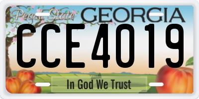 GA license plate CCE4019