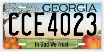 GA license plate CCE4023