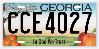 GA license plate CCE4027