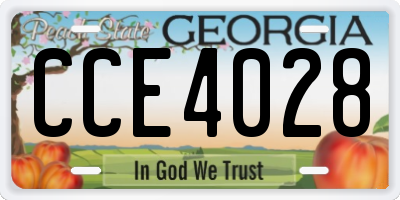 GA license plate CCE4028