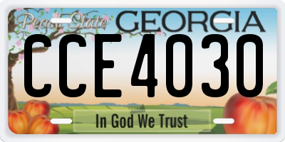 GA license plate CCE4030