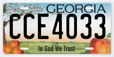 GA license plate CCE4033