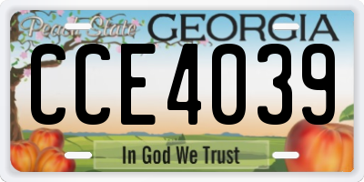 GA license plate CCE4039