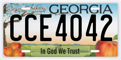 GA license plate CCE4042