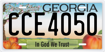 GA license plate CCE4050