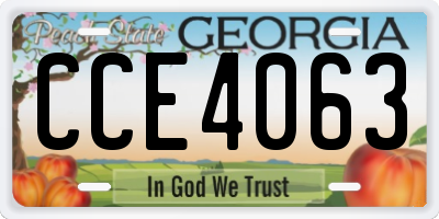GA license plate CCE4063