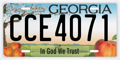GA license plate CCE4071
