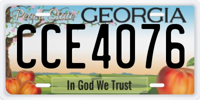 GA license plate CCE4076