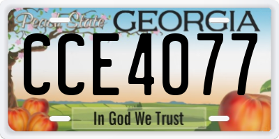 GA license plate CCE4077