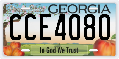 GA license plate CCE4080