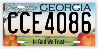 GA license plate CCE4086