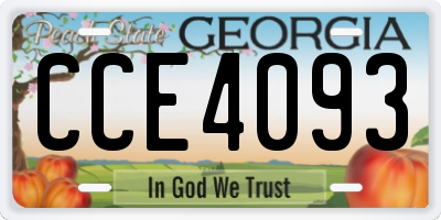 GA license plate CCE4093