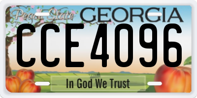 GA license plate CCE4096