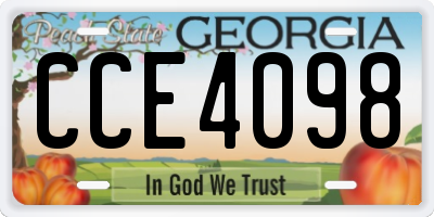 GA license plate CCE4098