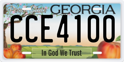 GA license plate CCE4100