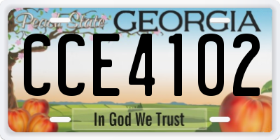 GA license plate CCE4102