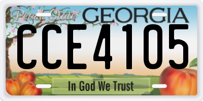 GA license plate CCE4105