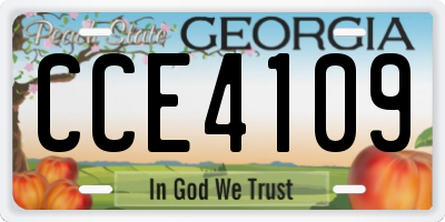 GA license plate CCE4109