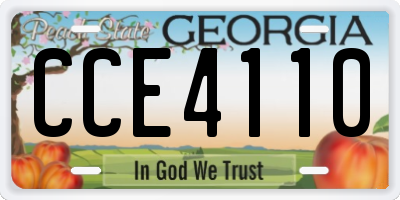 GA license plate CCE4110