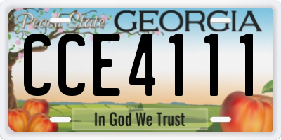 GA license plate CCE4111