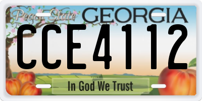 GA license plate CCE4112