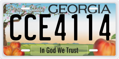 GA license plate CCE4114