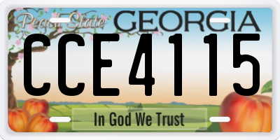GA license plate CCE4115