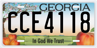 GA license plate CCE4118