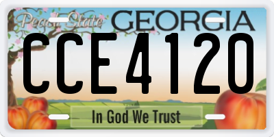 GA license plate CCE4120