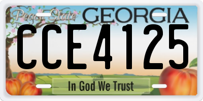 GA license plate CCE4125