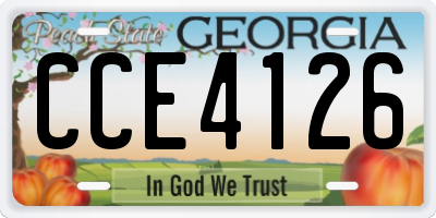 GA license plate CCE4126